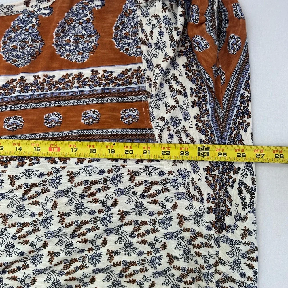 Free People Paisley Pull Sleeve Swing Top Women Small Oversized Floral Boho